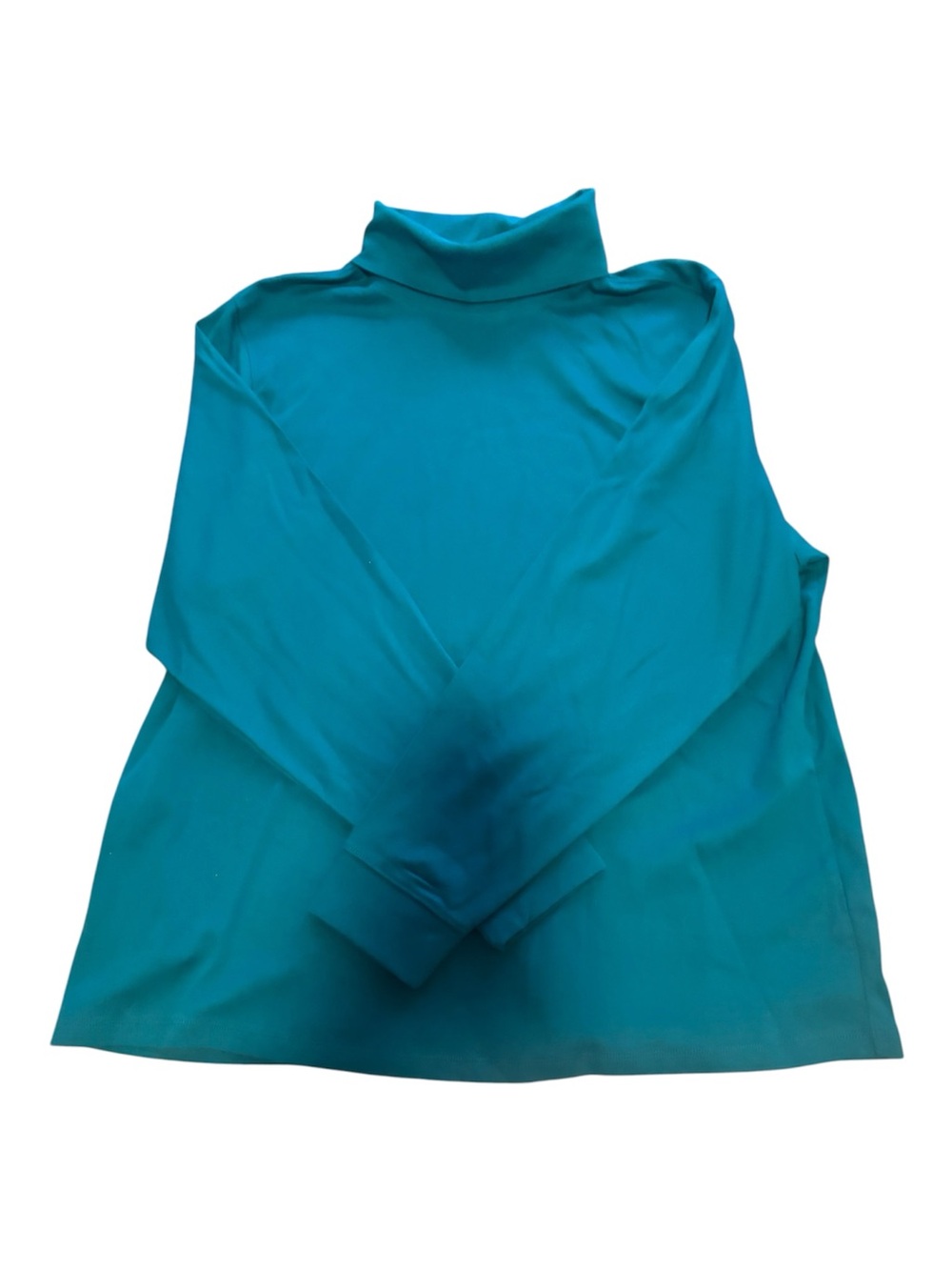 L.L. Bean Women's Interlock Turtleneck Long-Sleeve Teal Blue Green 1X Reg Cotton